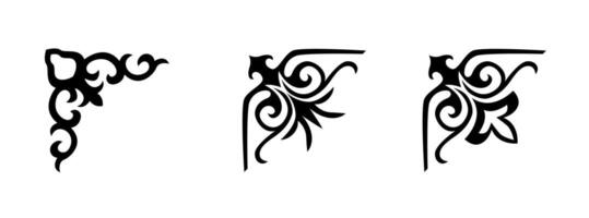 Collection of different abstract vintage corner art on black colour vector