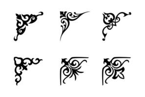 Collection of different abstract vintage corner ornaments art on white background vector