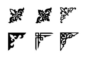 Collection of different abstract vintage corner on black and white colour vector