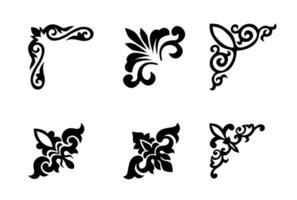 Collection of different abstract vintage corner on black colour vector