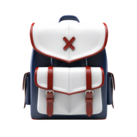 A backpack with a red and white strap, isolated on transparent background png