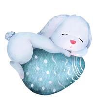 Watercolor easter rabbit.Cute bunny hugging Easter egg. vector