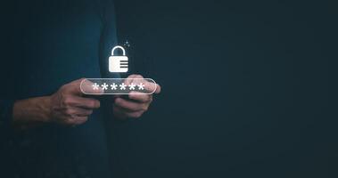 Person showing protection system In order to screen or prevent attacks photo