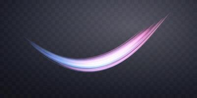 Glowing pink and blue lines. Dynamic neon realistic energy speed wave. Abstract curve light effect on a dark background vector