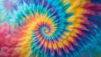 Abstract Rainbow Tie Dye Spiral Pattern photo