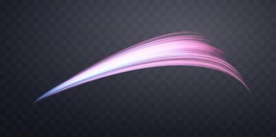 Glowing pink and blue lines. Dynamic neon realistic energy speed wave. Curve twirl light effect on a dark background vector