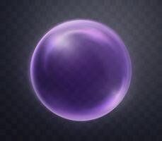 Purple magic fantasy sphere. Crystal ball with, energy orb with glow flare light effect. Isolated on background. vector