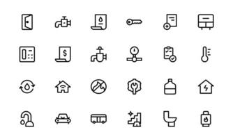 Public Utilities Icon Pack. Clean, Editable Line Icons for Energy, Waste Management, and Urban Infrastructure vector
