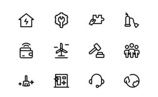 Public Utilities Icon Set. Clean, Editable Line Icons for Energy, Water Supply, and Urban Infrastructure vector