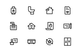 Public Utilities Icon Bundle. Clean, Editable Line Icons for Energy, Water Supply, Waste Management, and Urban Infrastructure vector