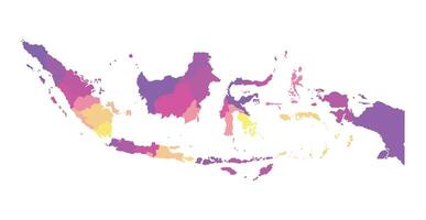isolated illustration of simplified administrative map of Indonesia. Borders of the regions. Multi colored silhouettes. vector