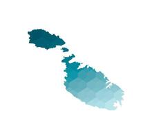 isolated illustration icon with simplified blue silhouette of Malta map. Polygonal geometric style. White background. vector