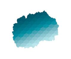 isolated illustration icon with simplified blue silhouette of North Macedonia map. Polygonal geometric style. White background. vector