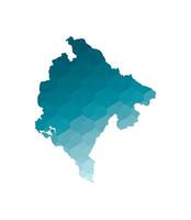 isolated illustration icon with simplified blue silhouette of Montenegro map. Polygonal geometric style. White background. vector