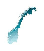 isolated illustration icon with simplified blue silhouette of Norway map. Polygonal geometric style. White background. vector