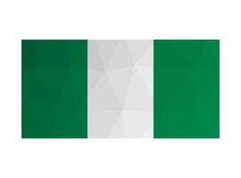 isolated illustration. National Nigerian flag with vertical two greenand one white stripes. Official symbol of Nigeria. Creative design in low poly style with triangular shapes. Gradient effect. vector