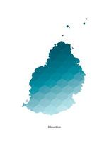 isolated illustration icon with simplified blue silhouette of Mauritius map. Polygonal geometric style. White background. vector