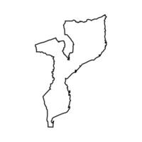 isolated simplified illustration icon with black line silhouette of Mozambique map. White background vector