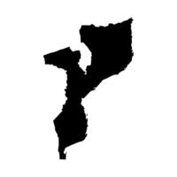 isolated simplified illustration icon with black silhouette of Mozambique map. White background vector