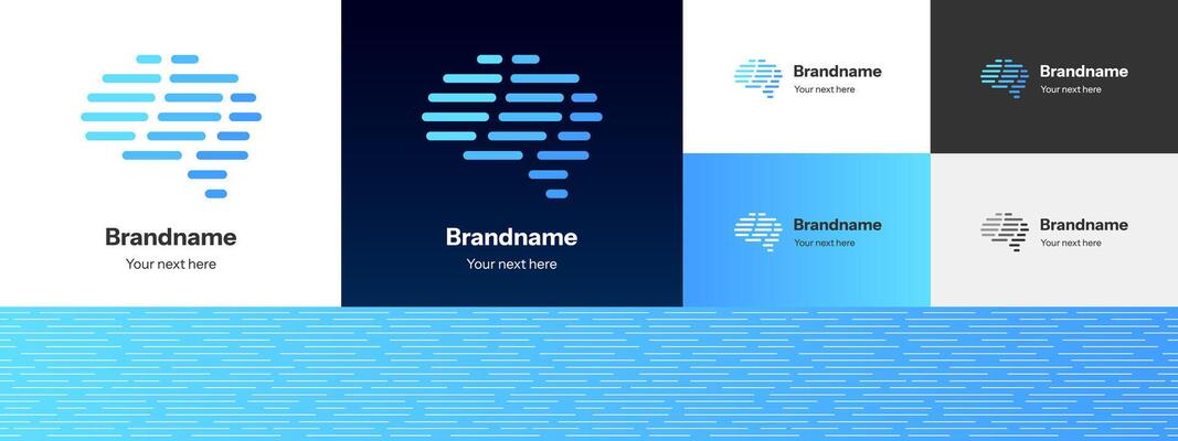 Linear brain logotype. Minimalist outline symbol representing intelligence, creativity and innovation. Ideal for tech, AI, education, medical or digital brands. Modern, abstract and futuristic design.