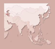 illustration with asian areas with borders of states and marked country YYY. Political map in brown colors with regions. Beige background vector