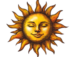 Serene Sun Face with Transparent Background Design png