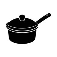 Minimalist Black and White Cooking Pot with Lid and Handle, Ideal for Kitchen, Cooking, and Culinary vector