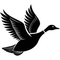 Black and White Minimalist of a Goose Flying, Elegant Illustration of a Wild Bird in Flight with Strong Wings, Isolated on White Background for Commercial and Nature vector