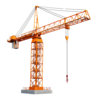 Tower Crane, Lifting Heavy Loads with Precision, High-Rise Construction, Orange Structure against Transparent Background png