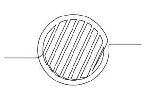 Continuous line drawing bbq grill symbol vector