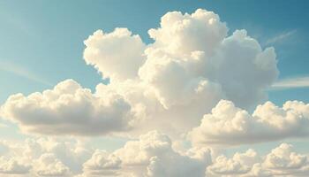 Fluffy White Cumulus Clouds in a Blue Sky photo