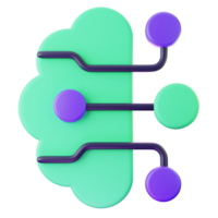 3D Render Stylish Cloud Data Icon for App Interfaces png