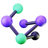 3D Render Colorful Molecular Structure Model for Education png