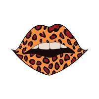 Leopard print lips illustration vector