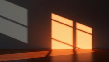 Warm Sunlight Casting Shadows on a Room's Interior Wall and Floor photo