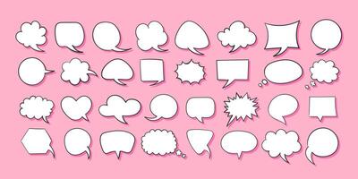 Cloud speech bubbles set. Retro empty comic speech bubbles vector