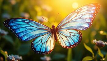 Blue Butterfly in Sunlight Meadow photo