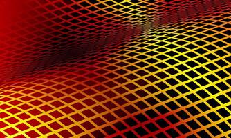Glowing neon wireframe background. orange gold shining checkered grid planes in perspective. luxury futuristic shape. vector