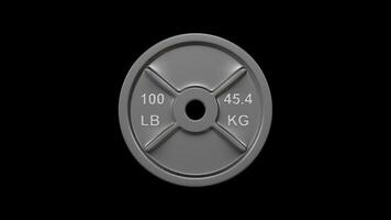 Weight Plate Rotating on a Transparent Background. Seamless Loop. Weight Lift. 4K video