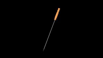 Barbecue Skewer Rotating on a Transparent Background. Seamless Loop. 4K video