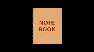 Notebook Rotating on a Transparent Background. Seamless Loop. Writing Pad. 4K video