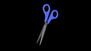 Stylized 3D Scissor Rotating on a Transparent Background. Seamless Loop. 4K video