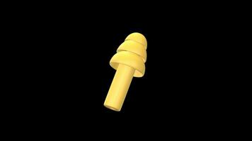 Earplug Rotating on a Transparent Background. Seamless Loop. Earplugs 3D. 4K video