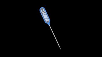 Food Thermometer Rotating on a Transparent Background. Seamless Loop. 4K video