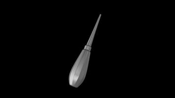 Dental Elevator Rotating on a Transparent Background. Seamless Loop. 4K video