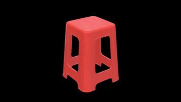 Stylized Plastic Stool Rotating on a Transparent Background. Seamless Loop. 4K video