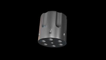 Revolver Cylinder Rotating on a Transparent Background. Seamless Loop. 4K video