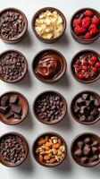 Assorted dessert toppings arranged in bowls ready for a sweet treat creation experience photo