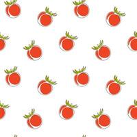 Tomato seamless pattern with red tomatoes in one continuous line drawing style. Perfect for packaging, kitchen textile, fabric, background, wallpaper and so on vector