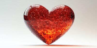 Heart-shaped crystal sculpture with intricate details reflecting light and shadow patterns photo